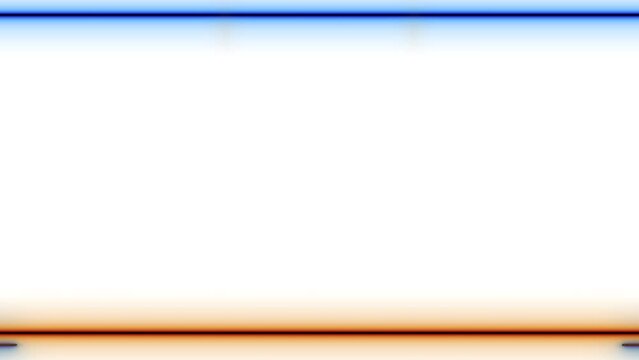 Long rectangular, horizontal colorful, orange navy blue neon moving long lines on white background. Space for your own content.