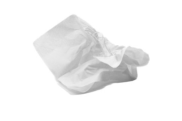 Crumpled tissue paper. Used screwed paper tissue isolated on white background. Personal hygiene