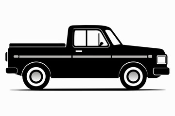 Pickup black silhouette vector on white background.