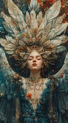 Woman With Feathers on Head