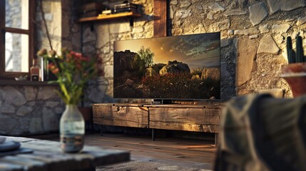Fototapeta na wymiar A product shown in a rustic setting with a