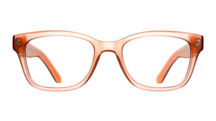 A stylish pair of glasses resting on a pristine white background