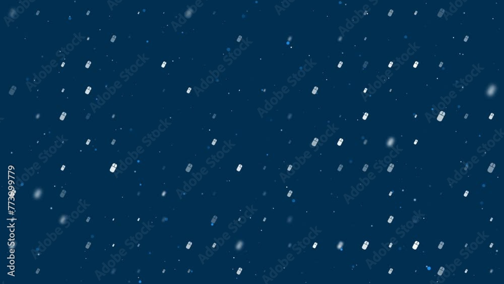 Poster template animation of evenly spaced computer mouse symbols of different sizes and opacity. animation