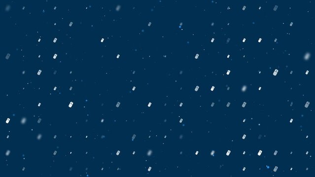 Template animation of evenly spaced computer mouse symbols of different sizes and opacity. Animation of transparency and size. Seamless looped 4k animation on dark blue background with stars