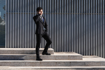 Young businessman talking on the phone