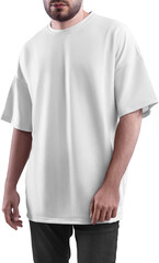 Mockup white t-shirt on a man PNG, front view