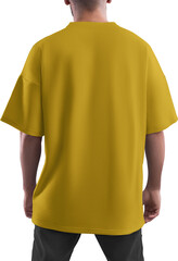 Mockup yellow t-shirt on a man PNG, view back