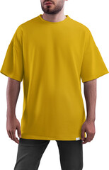 Mockup yellow t-shirt on a man PNG, front view