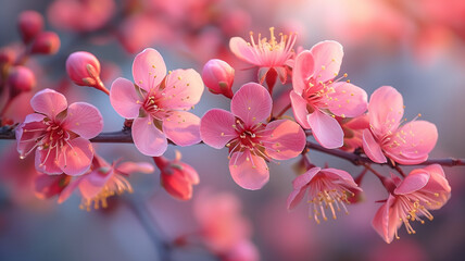 Sakura Symphony: Cherry blossoms adorn a serene spring illustration of blooming trees.