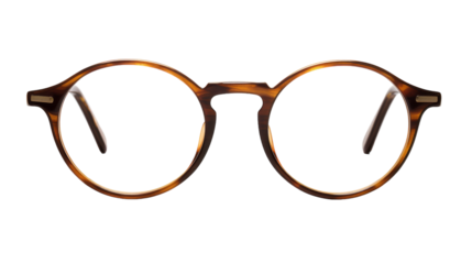 A pair of stylish glasses resting on a pristine white background