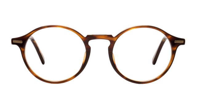 A pair of stylish glasses resting on a pristine white background