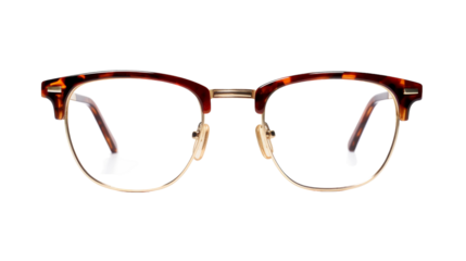 A pair of stylish glasses resting delicately on a pristine white background