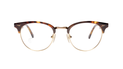 A pair of glasses resting on a clean white background