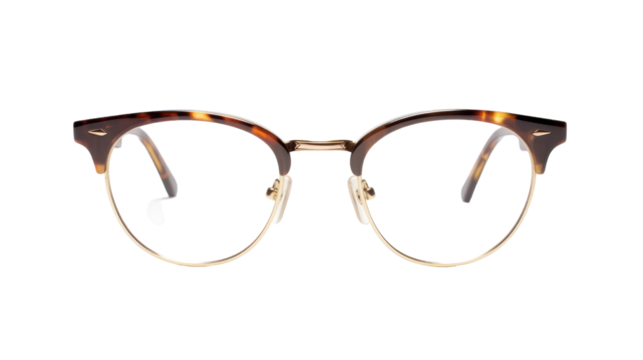 A pair of glasses resting on a clean white background
