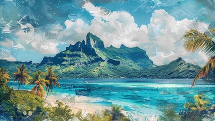 Bora Bora From Above French Polynesia, Tahiti - obrazy, fototapety, plakaty