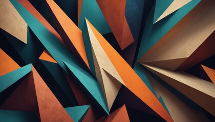 Abstract geometric artwork with a sharp origami-style design, showcasing a mix of contrasting colors and shapes.. AI Generation - obrazy, fototapety, plakaty