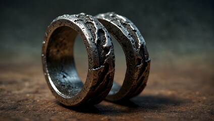 A heavy, battle-worn ring, scarred and dented, telling tales of countless wars and the bravery of its owner Generative AI - obrazy, fototapety, plakaty