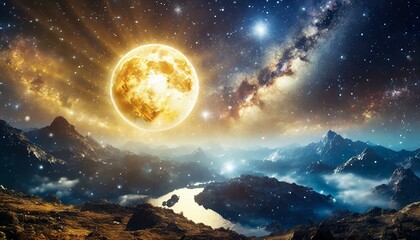 planet and space,The moon, Earth's only natural satellite, holds a special place in human history and imagination. Here's an exploration of the moon in the context of space - obrazy, fototapety, plakaty