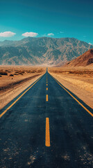 Desert Road Vanishing into Horizo, road adventure, path to discovery, holliday trip, Aerial view