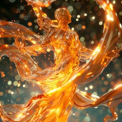 Dance of the Flames: Abstract Fiery Human Form