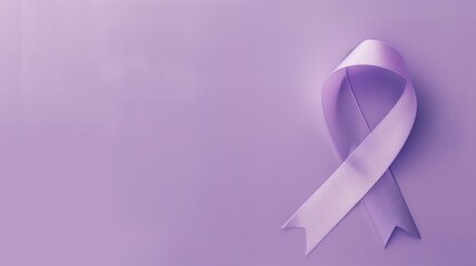 A purple awareness ribbon against a smooth background, symbolizing support for specific causes