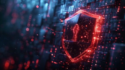 A digital shield deflecting cyber threats