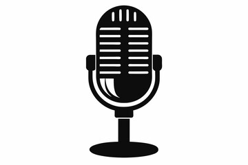 Black silhouette microphone vector design.