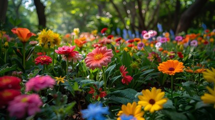 A garden where flowers bloom into miniature worlds