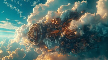 A system of gears and pulleys that control the movement of clouds in the sky