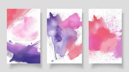 Interior Cards with watercolor colorful blots. Interior poster set Hand drawn blot element on background for your design. Design for your date, postcard, banner, logo.
