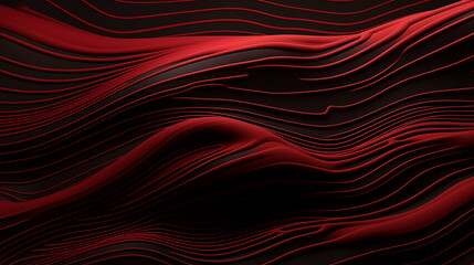 Flux, lignes et motifs en mouvement, couleurs rouge et noir. Vague, ondulation, texture. Fond pour conception et création graphique. - obrazy, fototapety, plakaty