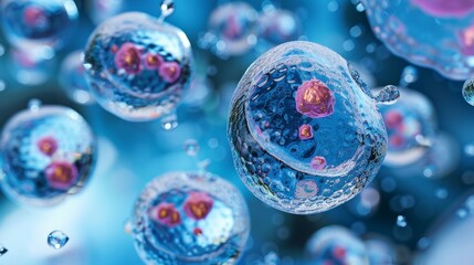 3d rendering of Human cell or Embryonic stem cell microscope background.