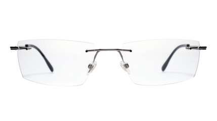 A pair of elegant glasses resting on a pristine white background