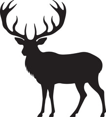 Elk Silhouette Vector Illustration White Background