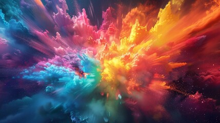 An explosion of colors as a new software is born - obrazy, fototapety, plakaty