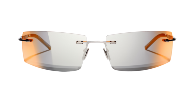 A stylish pair of sunglasses laid on a white surface