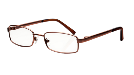 A pair of stylish glasses resting on a crisp white background