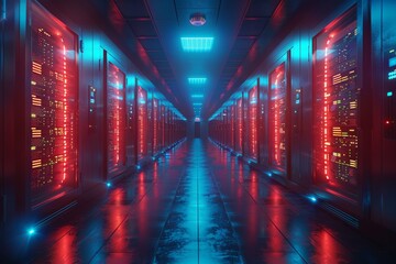Next-gen server infrastructure, contemporary data center arrangement - obrazy, fototapety, plakaty