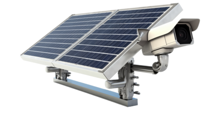 A security camera, mounted on the side of a building, surveilling the surroundings