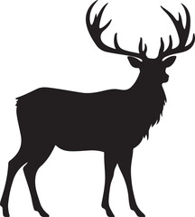 Elk Silhouette Vector Illustration White Background