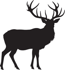 Elk Silhouette Vector Illustration White Background