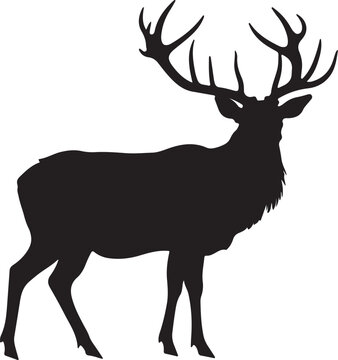 Elk Silhouette Vector Illustration White Background