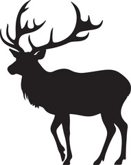Elk Silhouette Vector Illustration White Background