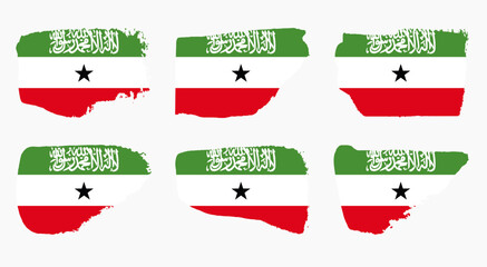 Somaliland flag collection with palette knife paint brush strokes grunge texture design. Grunge brush stroke effect set