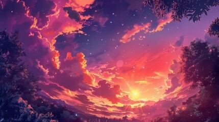 Obraz na płótnie Canvas Breathtaking sunset in the evening 