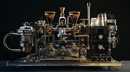 Detailed View of the Internal Mechanism of a Modern Coffee Machine in Operation