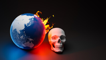 Earth with extreme cold and heat due to global climate change. 3d rendering