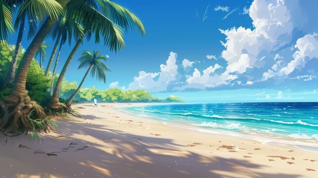 Realistic summer wallpaper with beach
