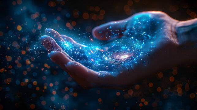 A minimalist scene a palm revealing the galaxys secrets lines as constellations guiding fate under astrological symbols. Generative ai.