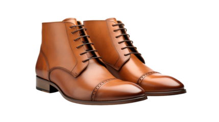 A pair of brown shoes stand out on a stark white background, showcasing their simple elegance